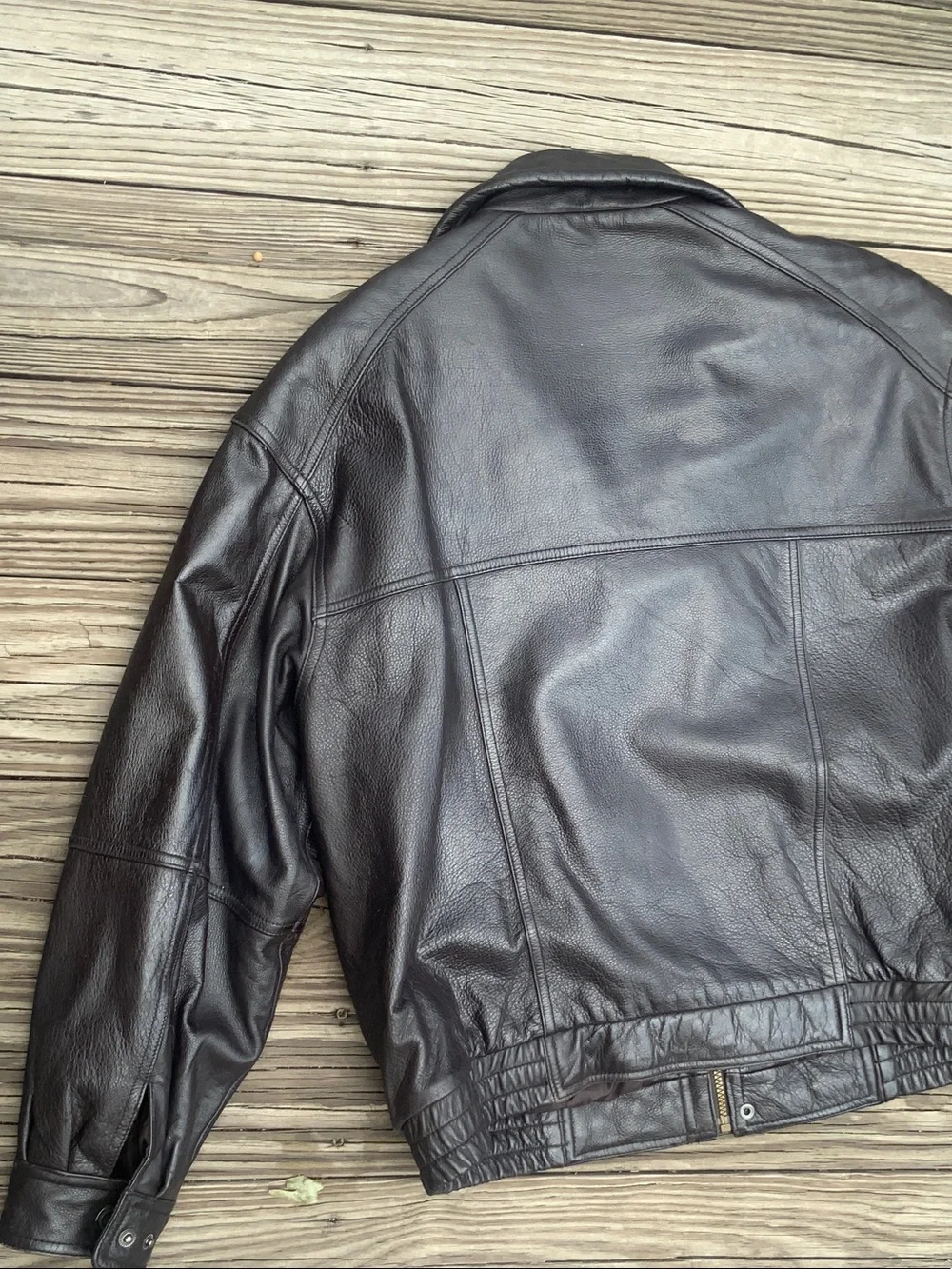 Members Only black vintage Leather Bomber Jacket